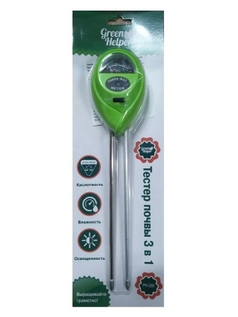 Измеритель 3 в 1 влажности, кислотности, освещенности почвы Green Helper PH-200