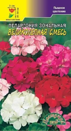 Семена Пеларгония Великолепн СМЕСЬ Цветущий сад